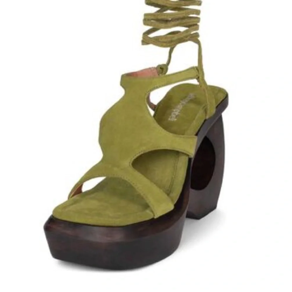 Jeffrey Campbell Olive Green Lace-Up Platform Sandals